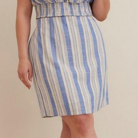 ๐2xHP๐ NWT Torrid Mini Linen Blue Striped High Waisted Skirt ๐ฉต sz 4 - Picture 4 of 8